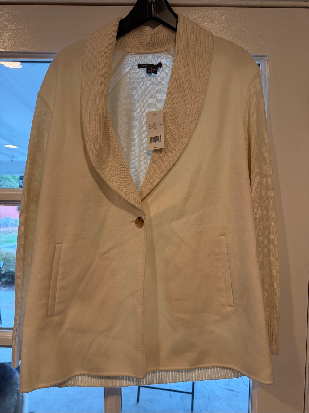 Vince Cream Shawl-Collar Single-Button Cardigan